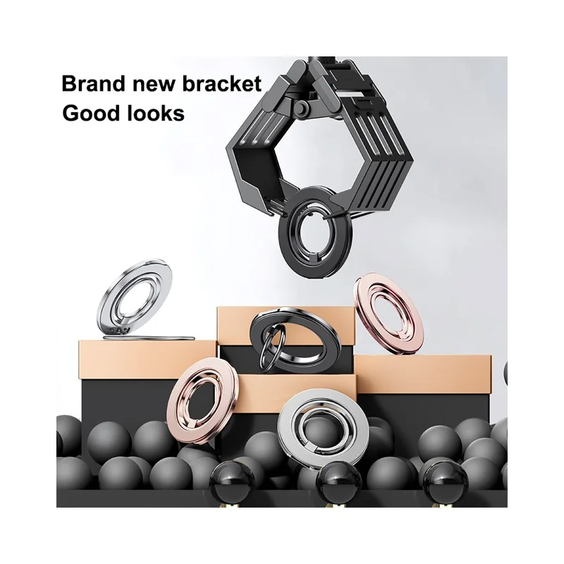 Compatible with MagSafe Magnetic Ring Kickstand 360 Degree Rotation Multifunctional 2 in 1 Phone Holder - Titanium Black