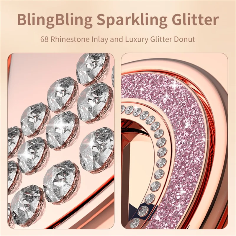 Compatible with MagSafe Phone Ring Kickstand 360 Degree Rotation Glitter Rhinestones Magnetic Holder - Red  /  Blue Red