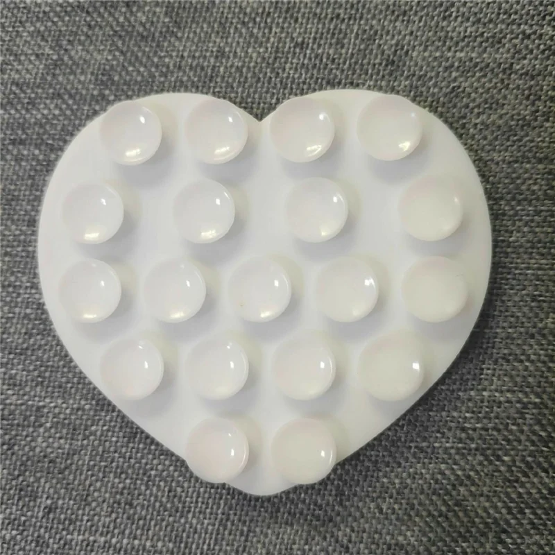 Heart-Shaped Silicone Suction Cup Stand Double-Sided Suction Cup Hands-Free Strong Grip Holder - White