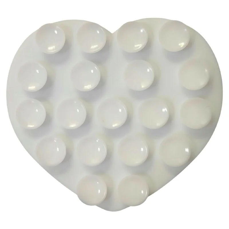 Suporte de Celular em Forma de Coração com Ventosa de Silicone Adesiva - Branco