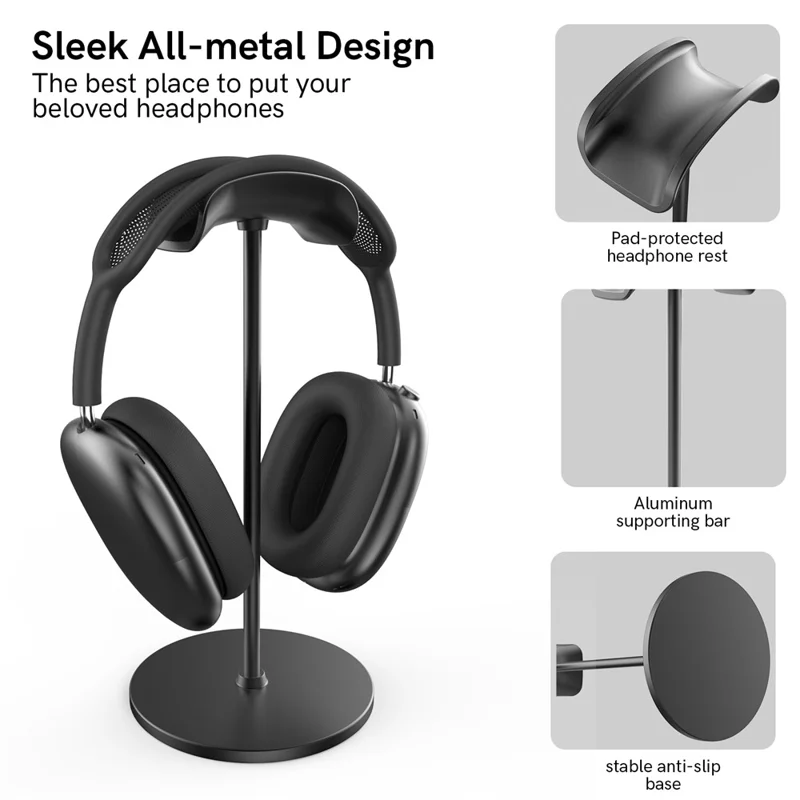 Подставка AHASTYLE WG120 для наушников AirPods Max / Beats, алюминиевая противоскользящая съемная подставка для гарнитуры - Черная