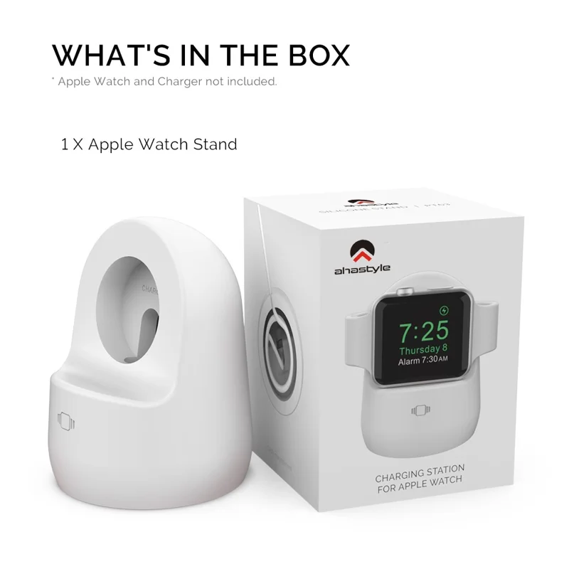 AHASTYLE PT63 Charging Stand for Apple Watch Holder Non Slip Base Silicone Charger Dock - White
