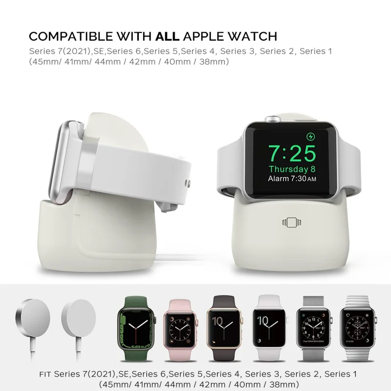 AHASTYLE PT63 Supporto di Ricarica per Apple Watch con Base Antiscivolo in Silicone - Colore Starlight