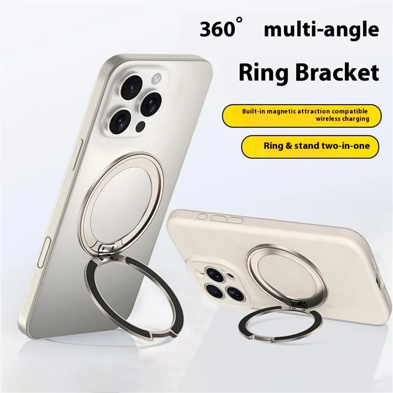 Q5 Adhesive Magnetic Ring Stand Holder Compatible with MagSafe Rotation Cell Phone Grip - Black