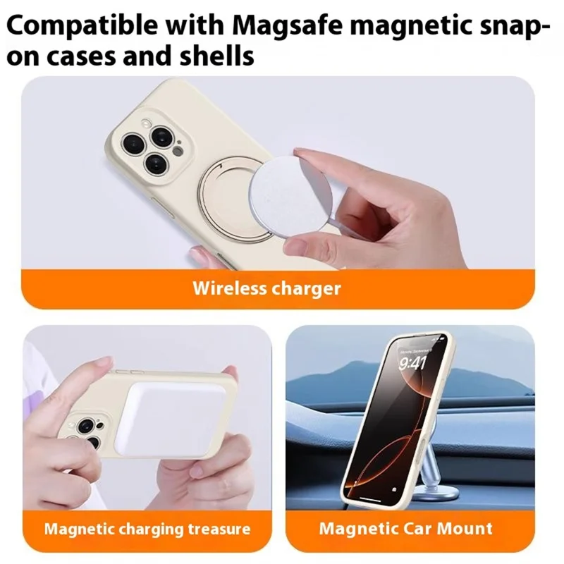 Q5 Adhesive Magnetic Ring Stand Holder Compatible with MagSafe Rotation Cell Phone Grip - Black