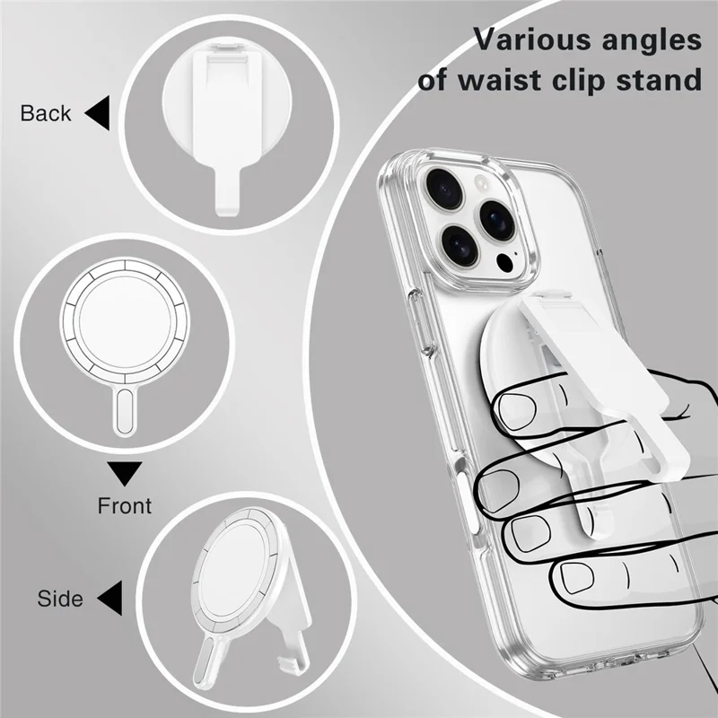 Support de téléphone magnétique universel avec clip de ceinture anti-chute pour bureau / support d'ordinateur - Argent électrolytique