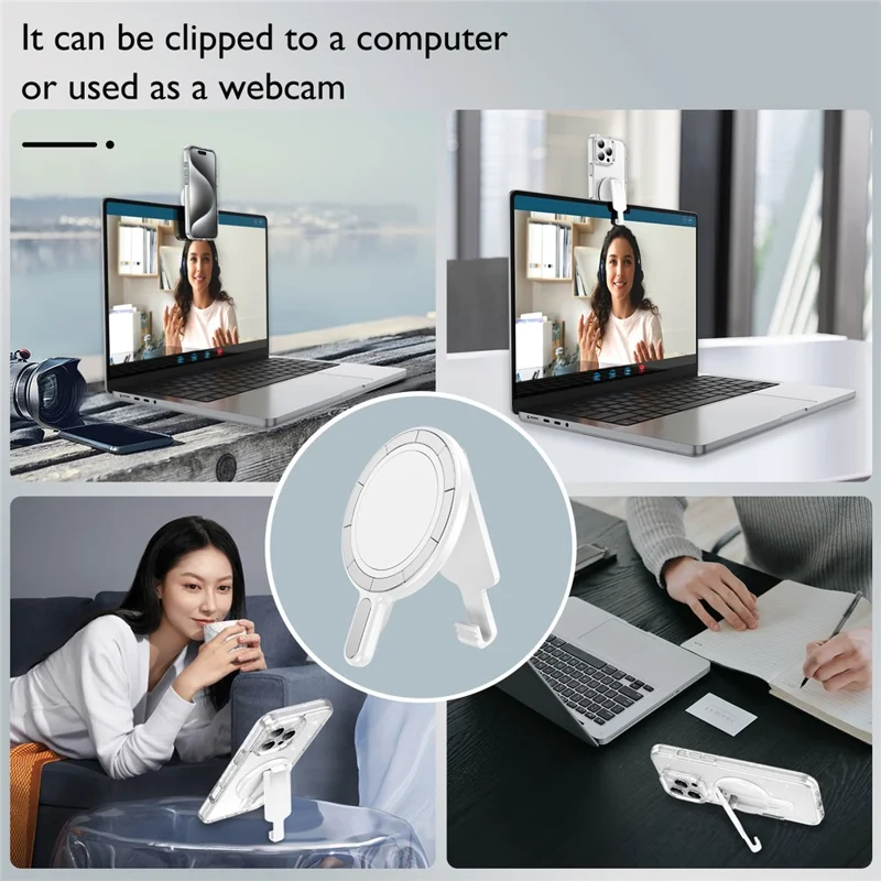 Support de téléphone magnétique universel avec clip de ceinture anti-chute pour bureau / support d'ordinateur - Argent électrolytique