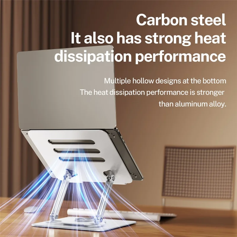 J61 12-17.3 inch Tablets Laptop Stand Height Adjustable Rotating Foldable Carbon Steel Notebook Desktop Holder Riser - Silver