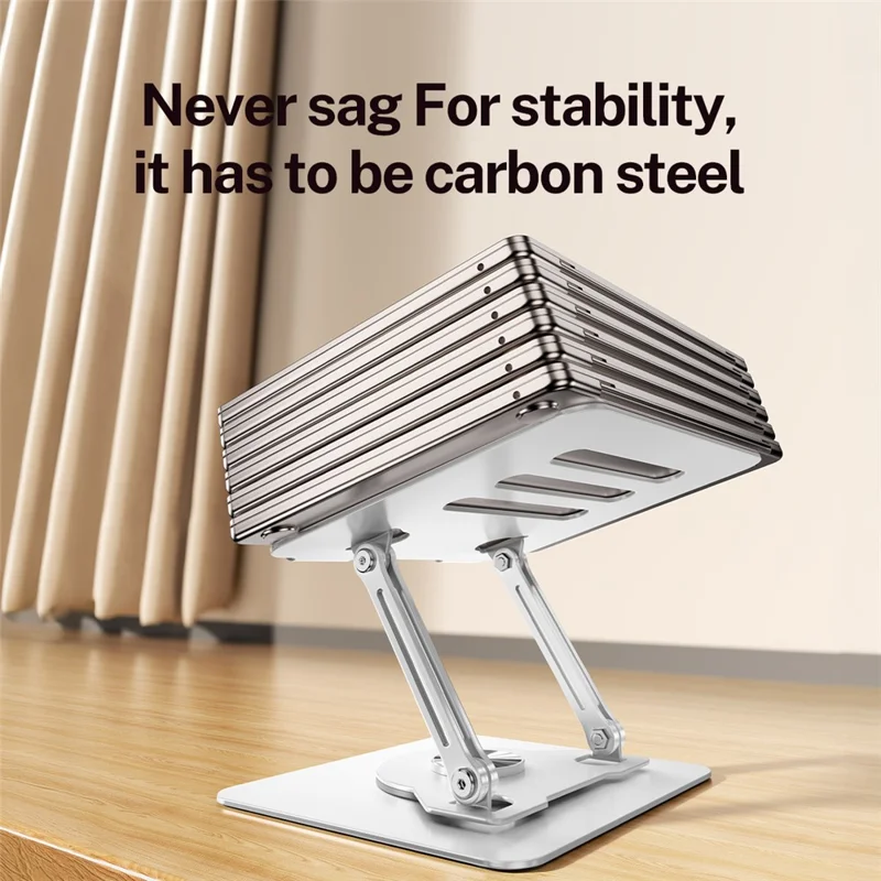 J61 12-17.3 inch Tablets Laptop Stand Height Adjustable Rotating Foldable Carbon Steel Notebook Desktop Holder Riser - Silver
