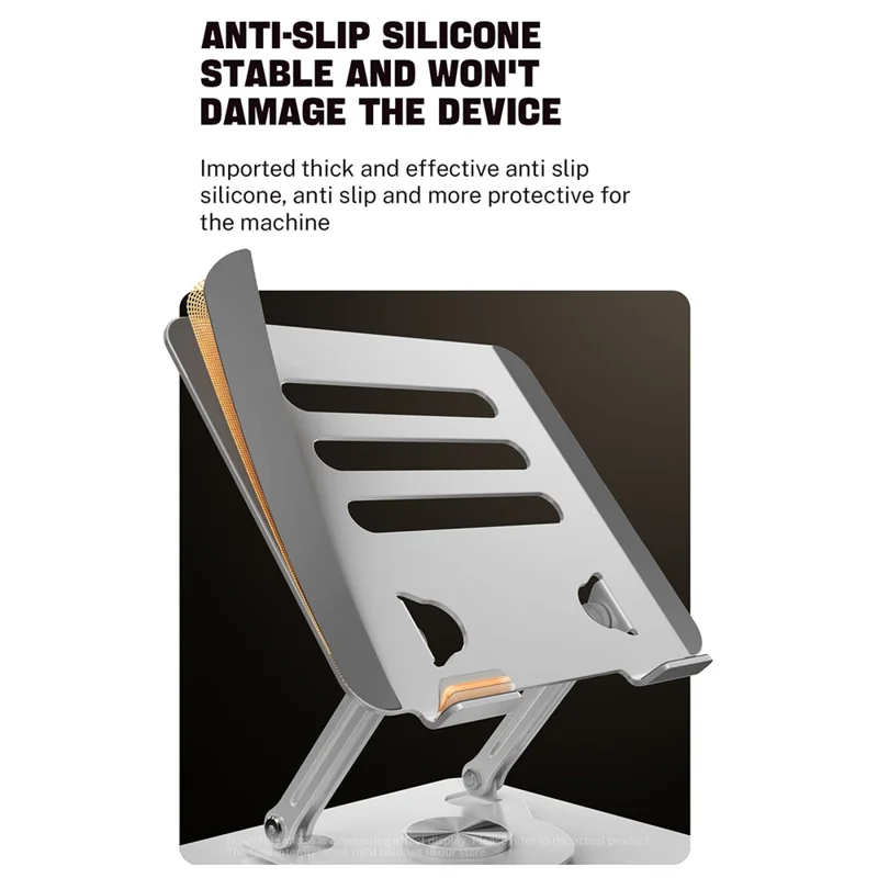J61 12-17.3 inch Tablets Laptop Stand Height Adjustable Rotating Foldable Carbon Steel Notebook Desktop Holder Riser - Silver