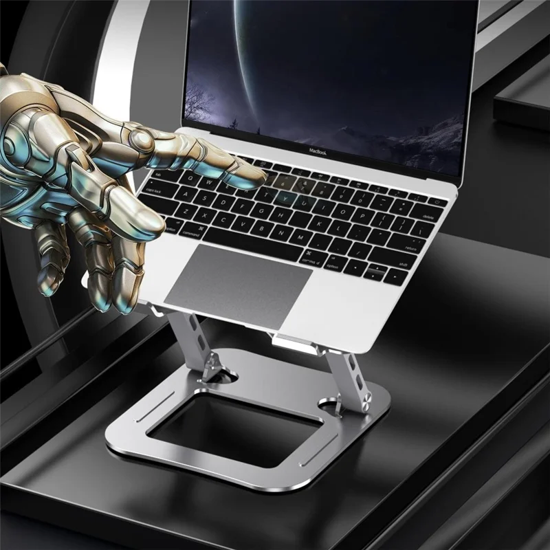 J22 17,3 tommer Laptopstøtte Metal Base Heat Dissipation Justerbare Højde Nano Stål Notebook Folderbar Holder - Sølv