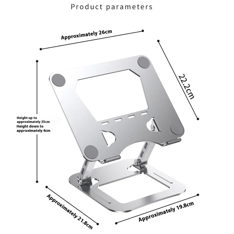 J22 17,3 tommer Laptopstøtte Metal Base Heat Dissipation Justerbare Højde Nano Stål Notebook Folderbar Holder - Sølv
