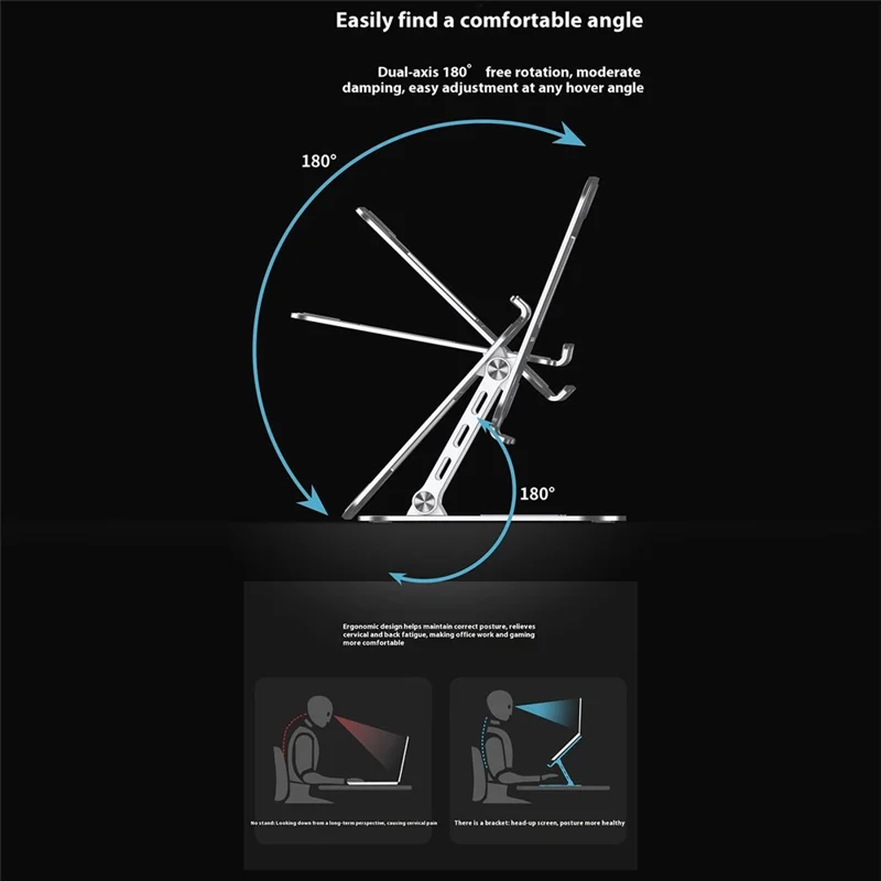 J22 17,3 tommer Laptopstøtte Metal Base Heat Dissipation Justerbare Højde Nano Stål Notebook Folderbar Holder - Sølv
