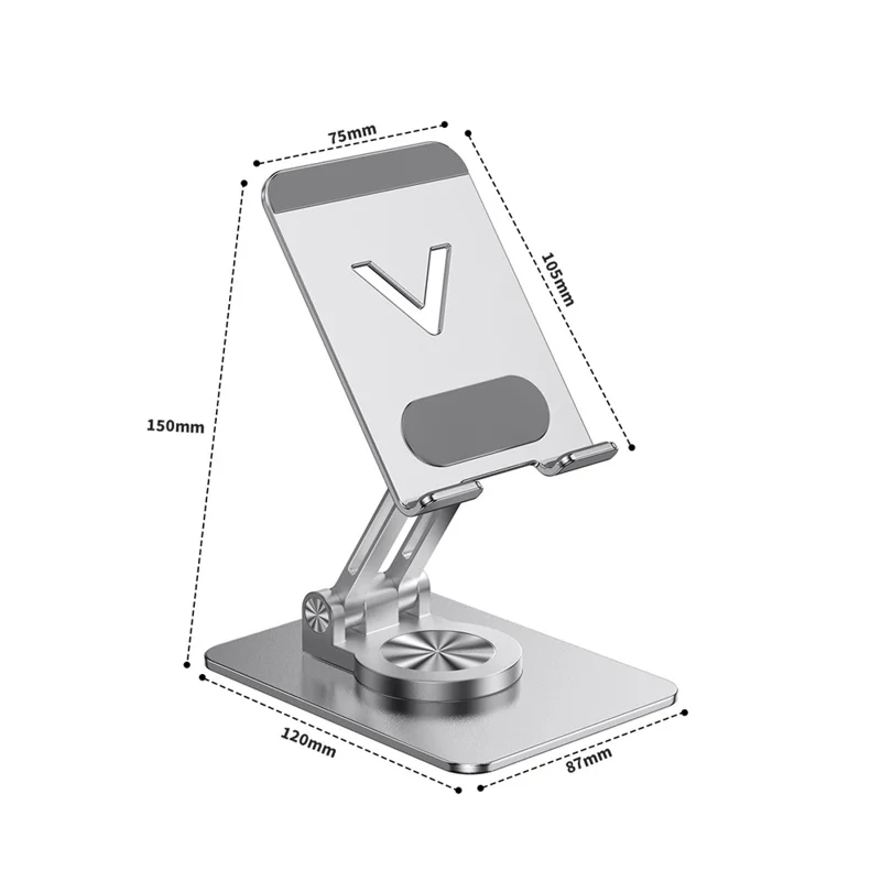 L11 Portable Foldable Desktop Phone Stand Aluminum Alloy Rotating Tablet Holder - Silver