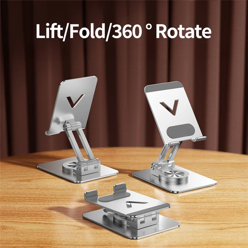 L11 Portable Foldable Desktop Phone Stand Aluminum Alloy Rotating Tablet Holder - Silver