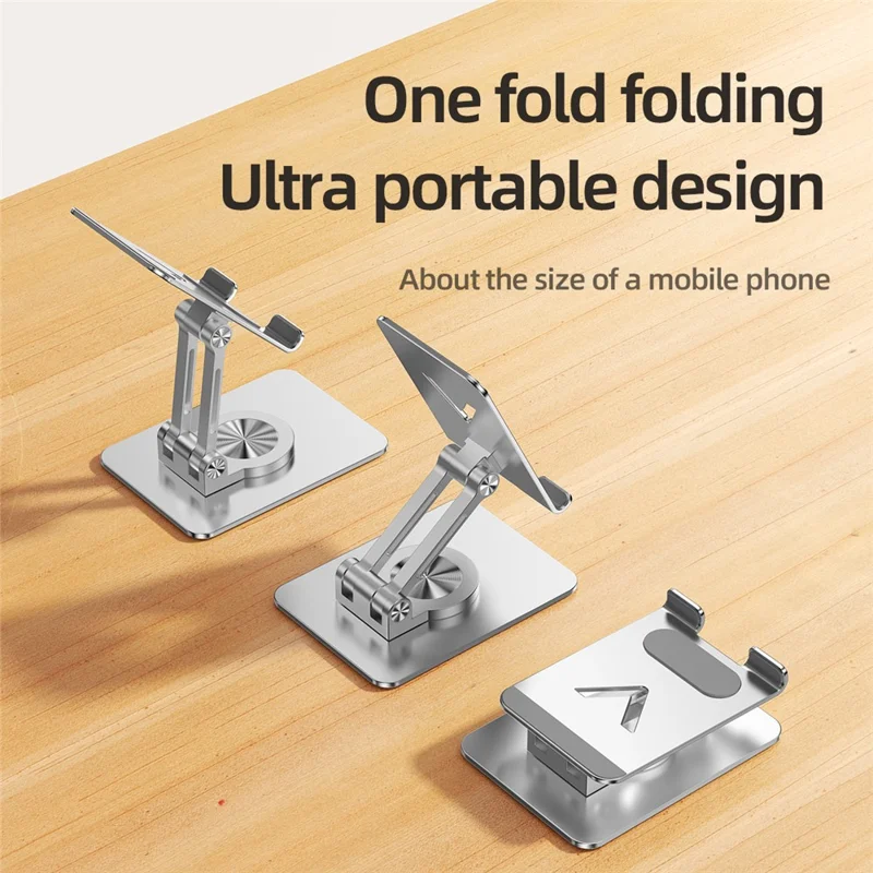 L11 Portable Foldable Desktop Phone Stand Aluminum Alloy Rotating Tablet Holder - Silver