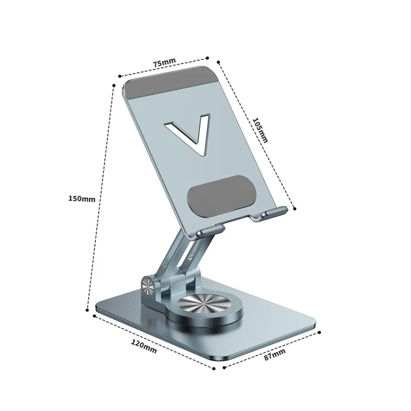 L11 Portable Foldable Desktop Phone Stand Aluminum Alloy Rotating Tablet Holder - Grey