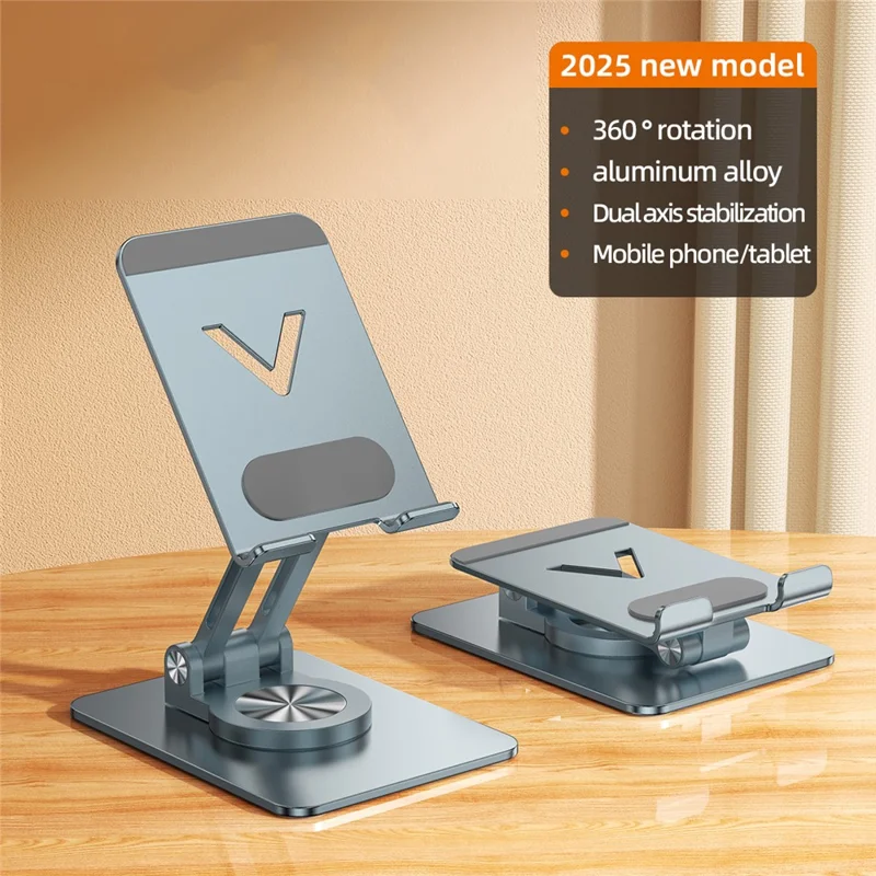 L11 Portable Foldable Desktop Phone Stand Aluminum Alloy Rotating Tablet Holder - Grey