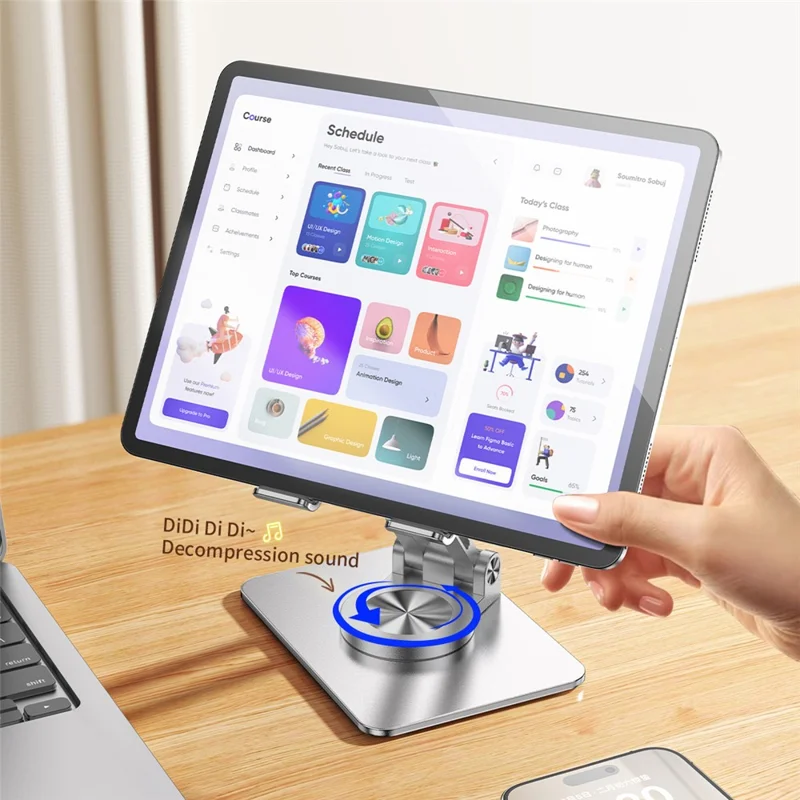 L11 Portable Foldable Desktop Phone Stand Aluminum Alloy Rotating Tablet Holder - Grey