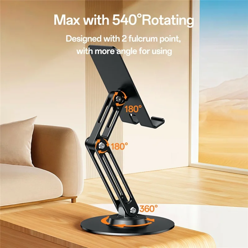 YESIDO C300 Aluminum Alloy 360 Degree Rotating Desktop Stand for Phones Tablets Bracket