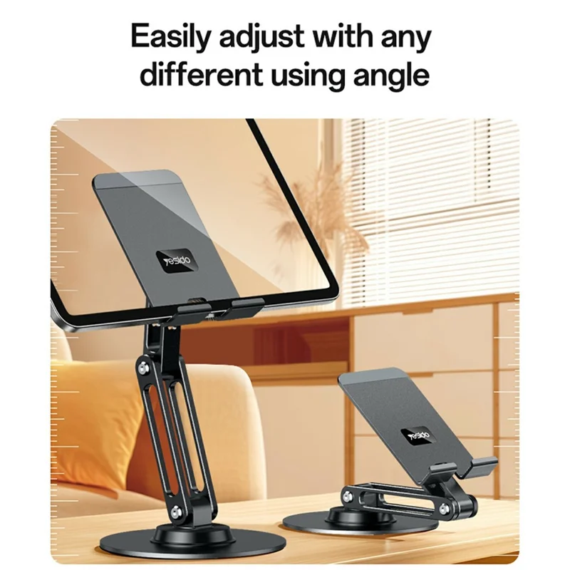 YESIDO C300 Aluminum Alloy 360 Degree Rotating Desktop Stand for Phones Tablets Bracket
