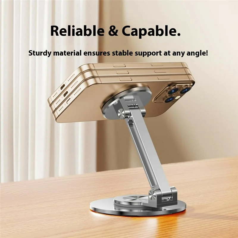 CX-1 Foldable Magnetic Phone Stand 360 Degree Rotatable Desktop Holder Compatible with MagSafe - Silver