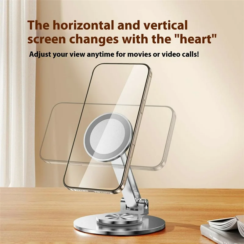 CX-1 Foldable Magnetic Phone Stand 360 Degree Rotatable Desktop Holder Compatible with MagSafe - Silver