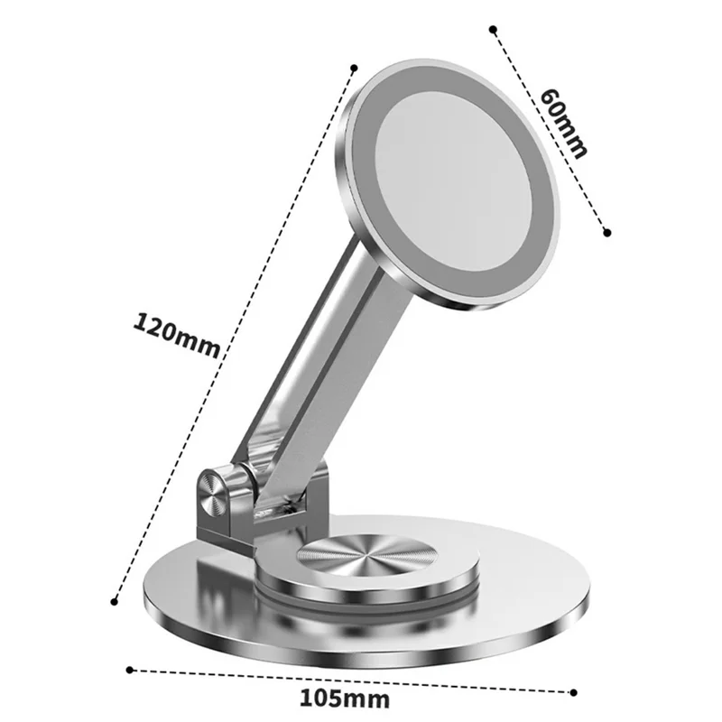 CX-1 Foldable Magnetic Phone Stand 360 Degree Rotatable Desktop Holder Compatible with MagSafe - Silver