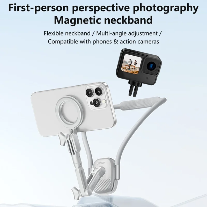 YESIDO C332 Neckband Bracket Anti Shake Foldable Magnetic Stand for Smartphone Action Camera