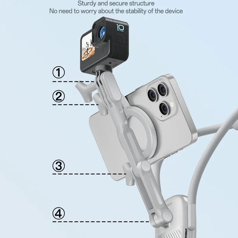 YESIDO C332 Neckband Bracket Anti Shake Foldable Magnetic Stand for Smartphone Action Camera
