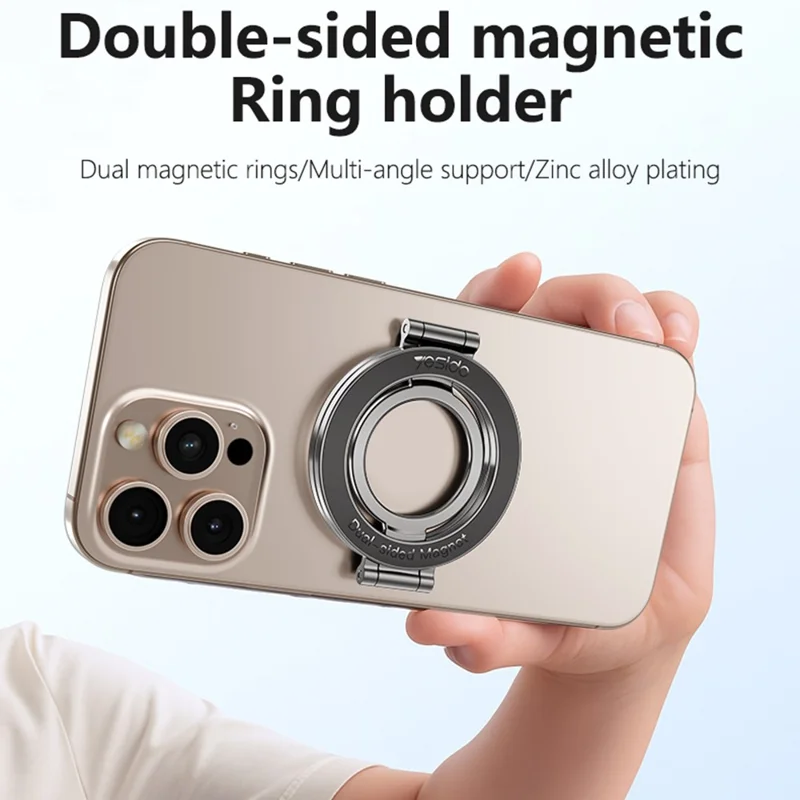 YESIDO C229 Double Sided Magnetic Phone Stand 360 Degree Rotation Foldable Ring Bracket