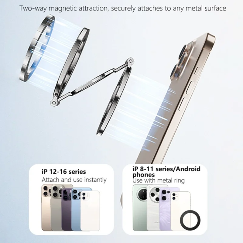 YESIDO C229 Double Sided Magnetic Phone Stand 360 Degree Rotation Foldable Ring Bracket