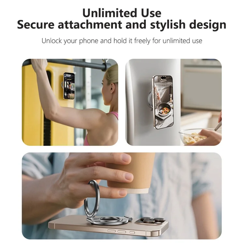 YESIDO C229 Double Sided Magnetic Phone Stand 360 Degree Rotation Foldable Ring Bracket