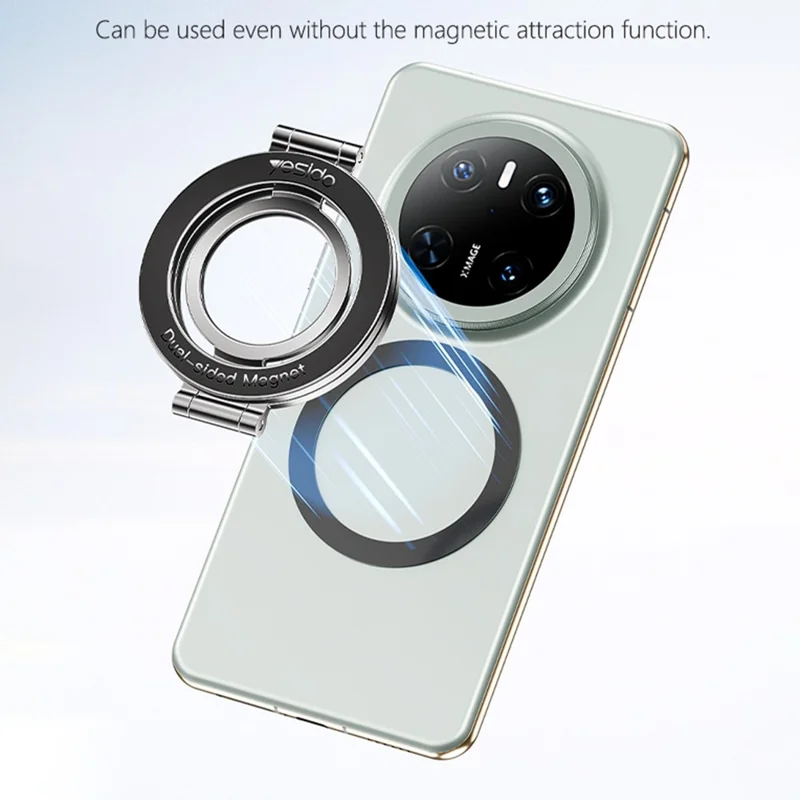 YESIDO C229 Double Sided Magnetic Phone Stand 360 Degree Rotation Foldable Ring Bracket