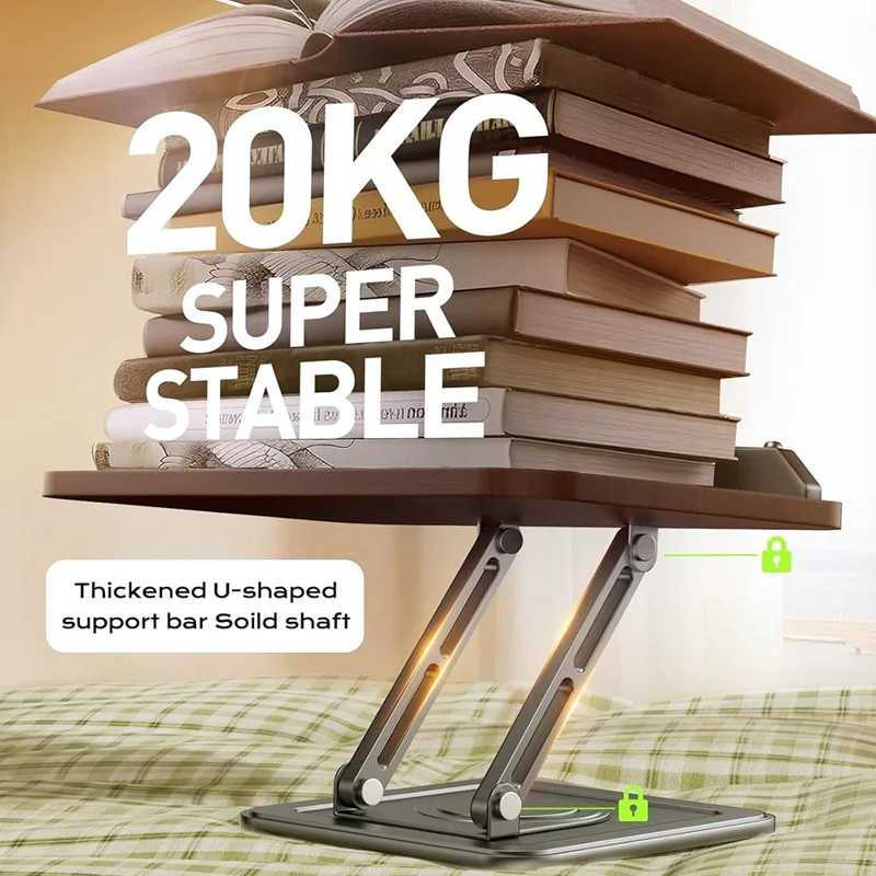 حامل قراءة متعدد الوظائف RS-01 دوار للأطفال، دعم خشبي للوحي والكمبيوتر المحمول، حامل كتب مكتبي