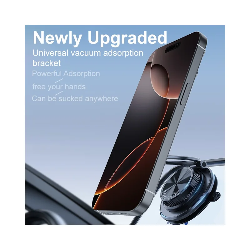 الحامل المطوي M11 لهاتف السيارة بلوحة مغناطيسية وشفاط لوضعه على لوحة القيادة، حامل بمصباح شفط لاستخدام الملاحة - أسود