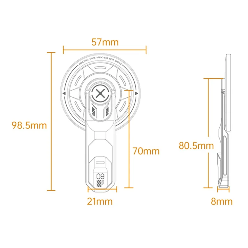 T9 Magnetic Phone Stand 360 Degree Rotation Folding Desktop Holder Double Sided Adhesive Ring Grip - Grey