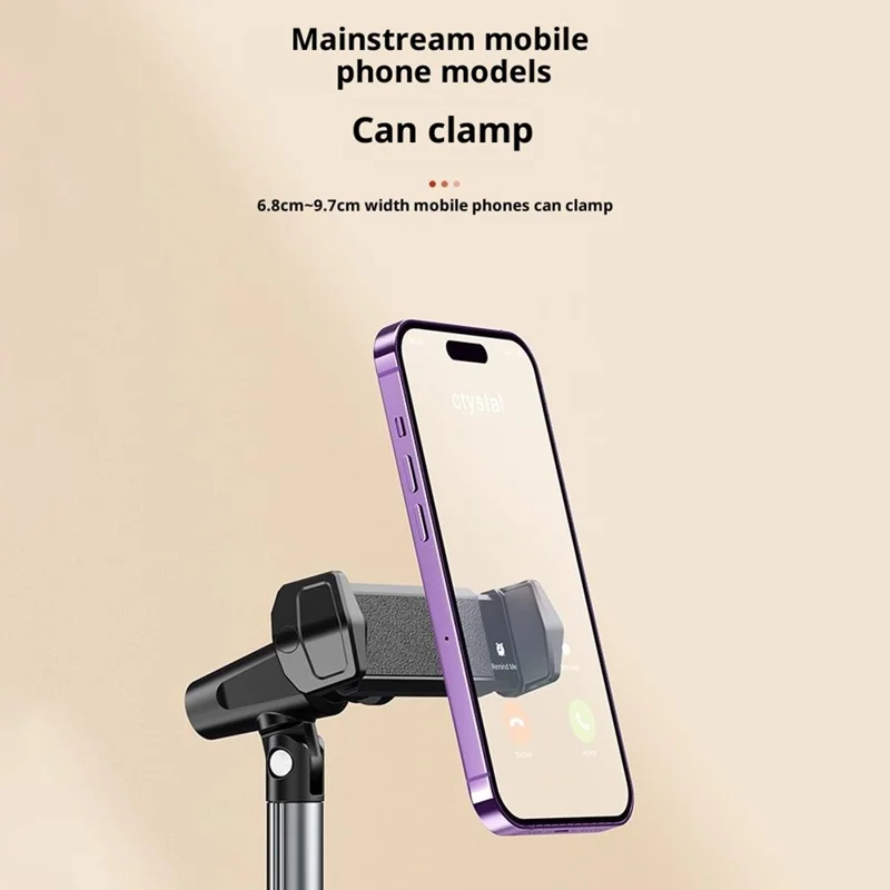 T10 Adjustable Desk Phone Stand Metal Folding Cellphone Holder for Live Streaming - Black
