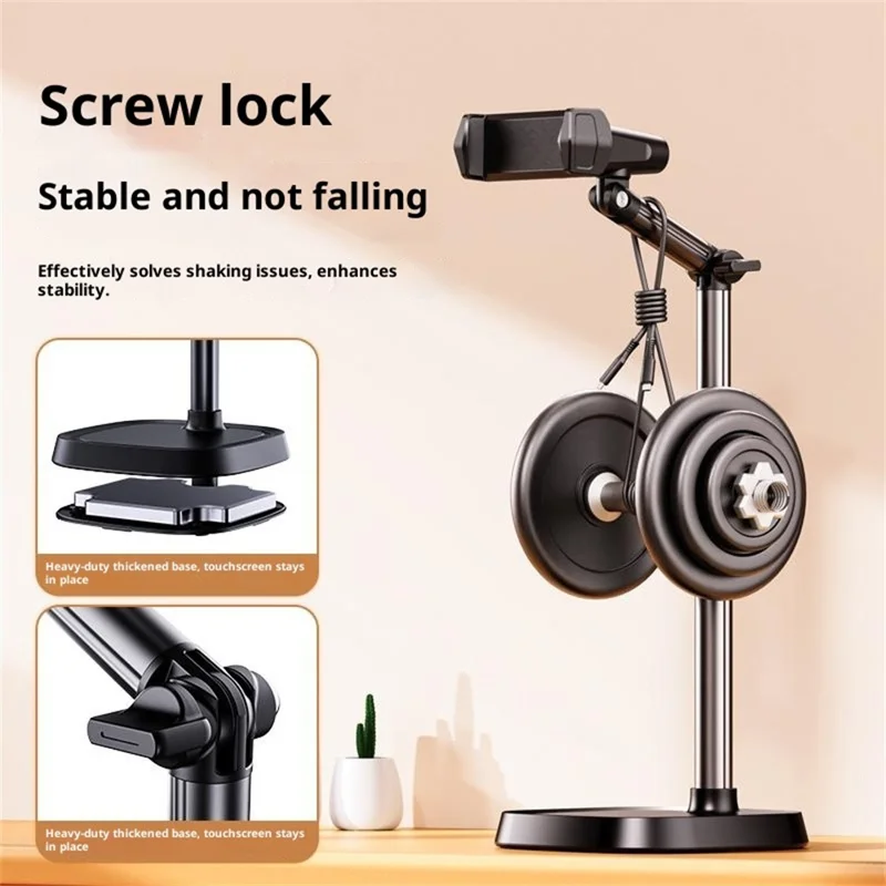 T10 Adjustable Desk Phone Stand Metal Folding Cellphone Holder for Live Streaming - Black