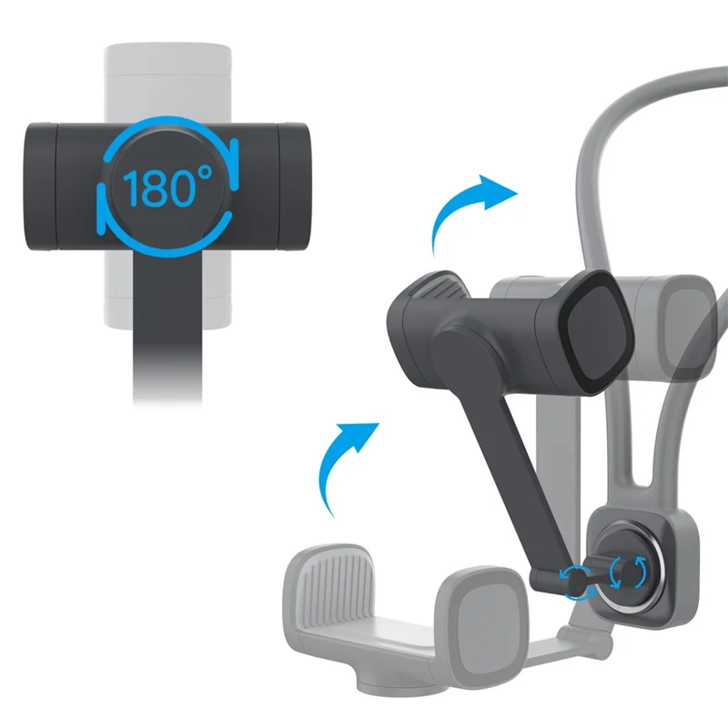 K08-7H Magnetic Neck Phone Holder Adjustable Neck Support Hand Free POV Phone Neck Mount Portable - Grey