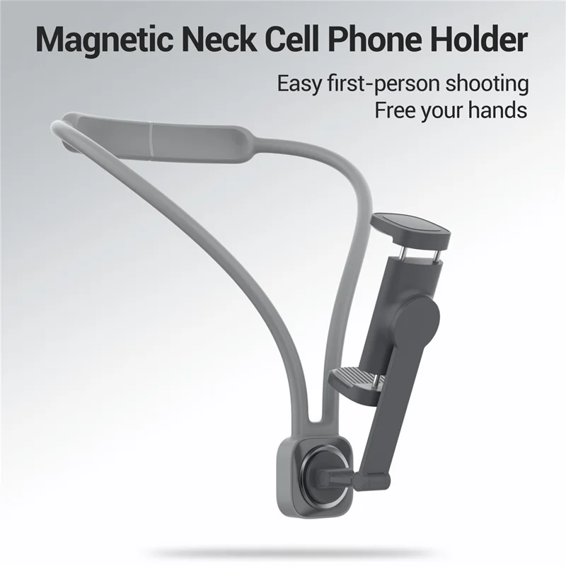 K08-7H Magnetic Neck Phone Holder Adjustable Neck Support Hand Free POV Phone Neck Mount Portable - Grey