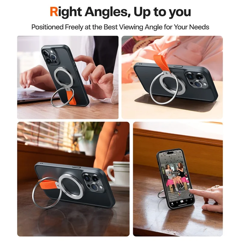 TORRAS Ostand Ring Compatibile con MagSafe Supporto per telefono Grip 360° Rotazione Supporto con anello in metallo - Argento