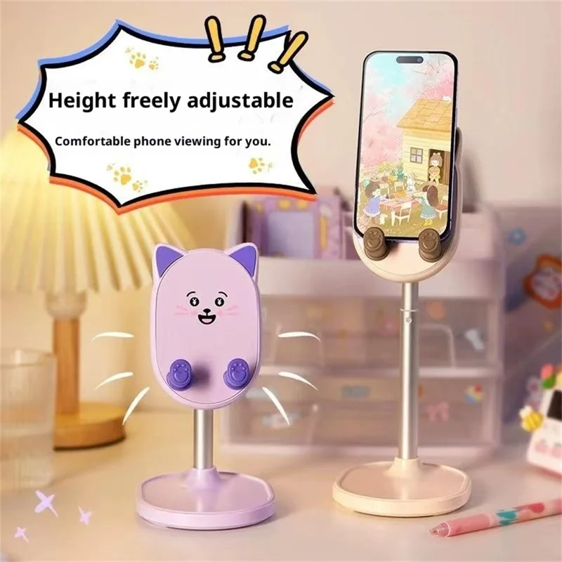 Großeinkauf Desktop-Telefonhalter für 4,7-6,9-Zoll-Geräte Cartoon-Tablet-Ständer Ausziehbare Handy-Halterung - Lila