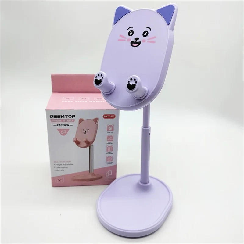 Großeinkauf Desktop-Telefonhalter für 4,7-6,9-Zoll-Geräte Cartoon-Tablet-Ständer Ausziehbare Handy-Halterung - Lila