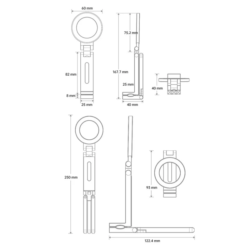 Bulk Purchasing Compatible with MagSafe 360 Degree Rotating Clip-on Desktop Phone Holder Foldable Tripod for Cellphone Under 6.9 Inch