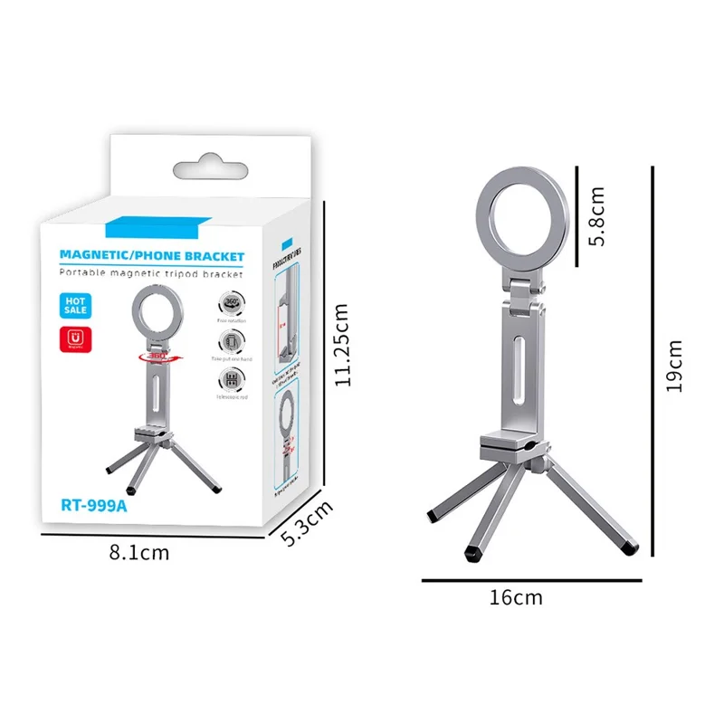 Bulk Purchasing Compatible with MagSafe 360 Degree Rotating Clip-on Desktop Phone Holder Foldable Tripod for Cellphone Under 6.9 Inch