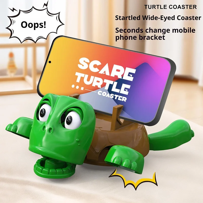 Bulk Purchasing Multifunctional Fun Turtle Coaster Interesting Expression 6.9 inch Phone Holder Stand - Light Green