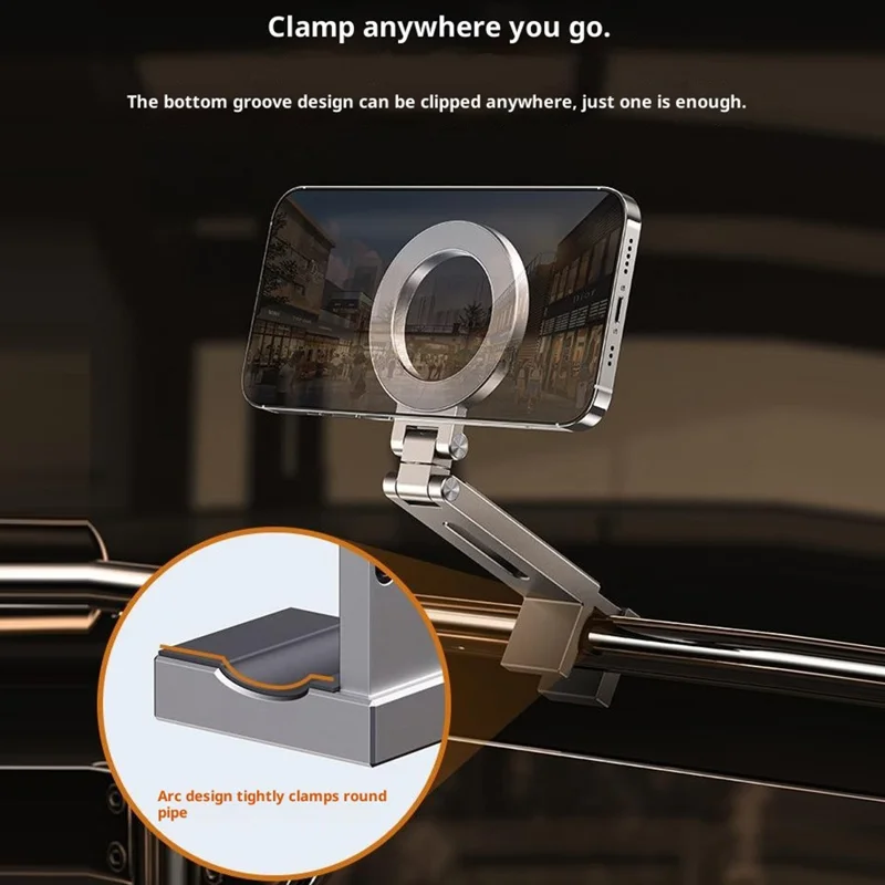 Bulk Purchasing Compatible with MagSafe Clip-on Desktop Holder for Phones Under 6.9 Inch Foldable Bracket - Grey