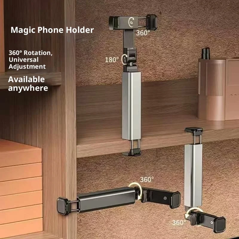 Bulk Purchasing For 4.7-6.9 Inch Phones Foldable Stand Clip-on Portable Rotating Desk Holder - Grey