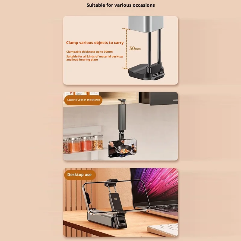 Bulk Purchasing For 4.7-6.9 Inch Phones Foldable Stand Clip-on Portable Rotating Desk Holder - Grey